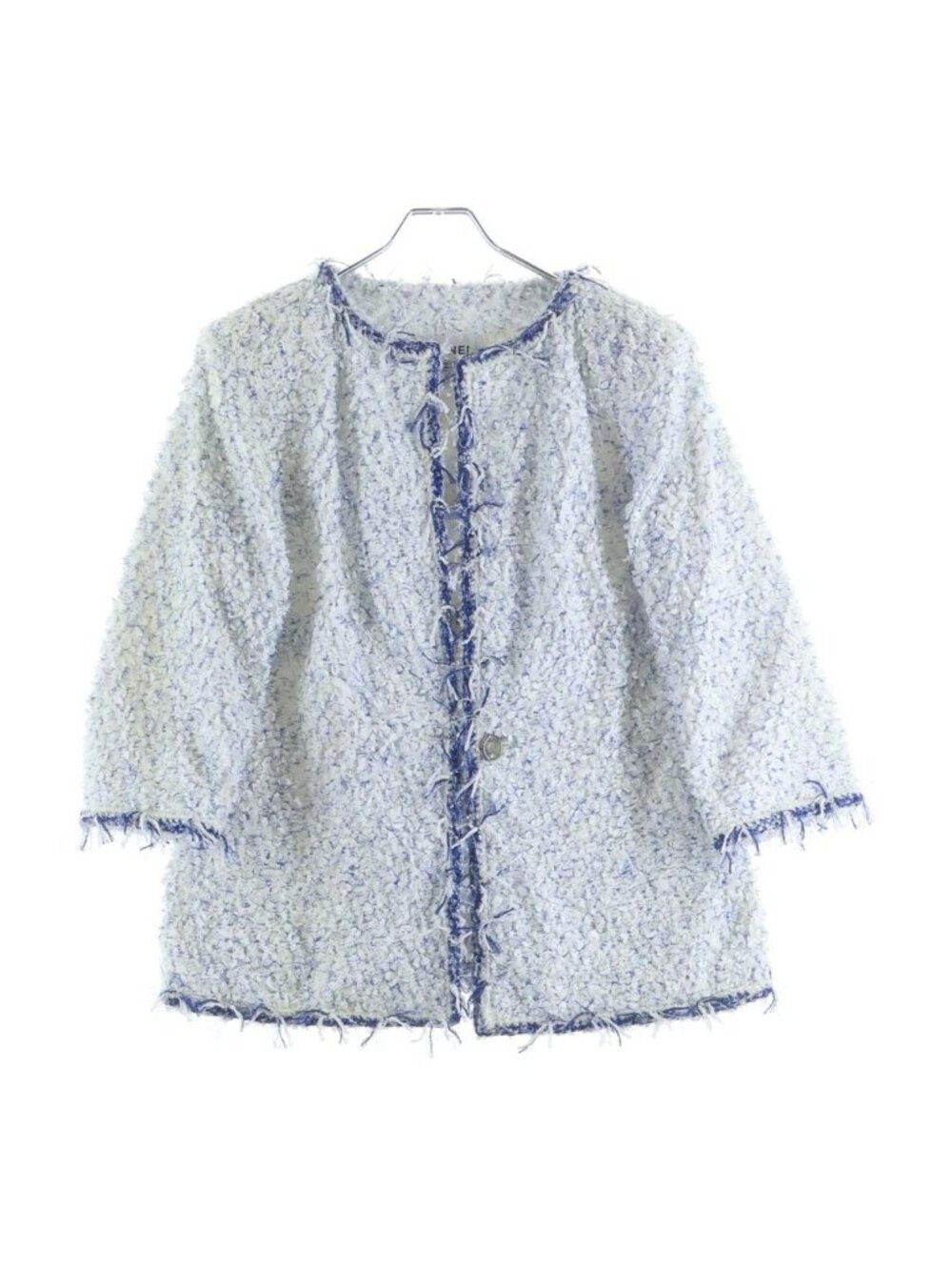 Chanel Fantasy Tweed Collarless Jacket White